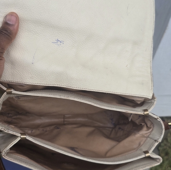 Bally Crossbody Vintage Purse  Woven Leather 3 compartments Cream & Brown - Picture 14 of 16